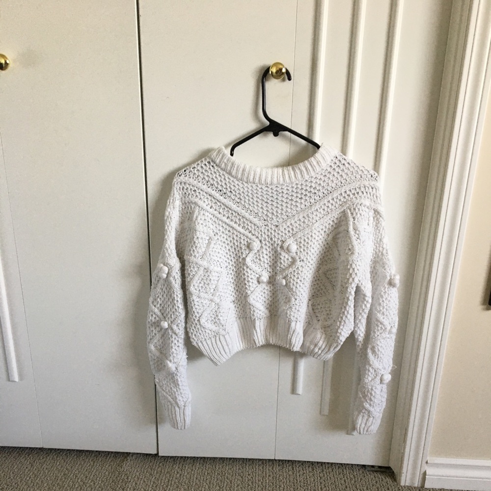 Knit White Chenille Sweater - Picture 1 of 4
